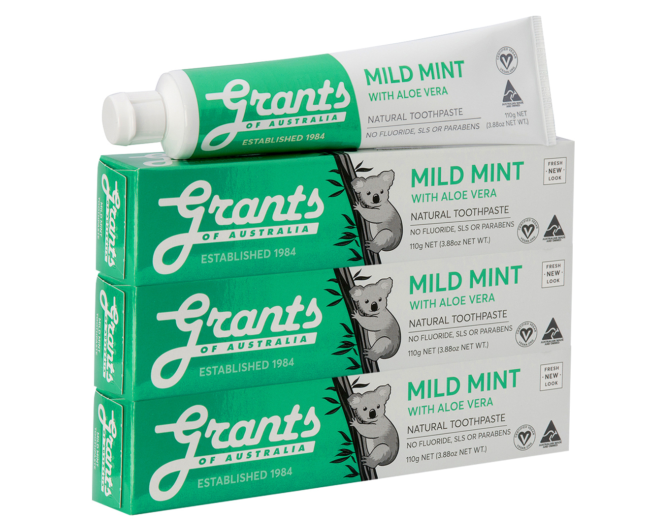 3 X Grants Mild Mint Toothpaste 110g GroceryRun Au