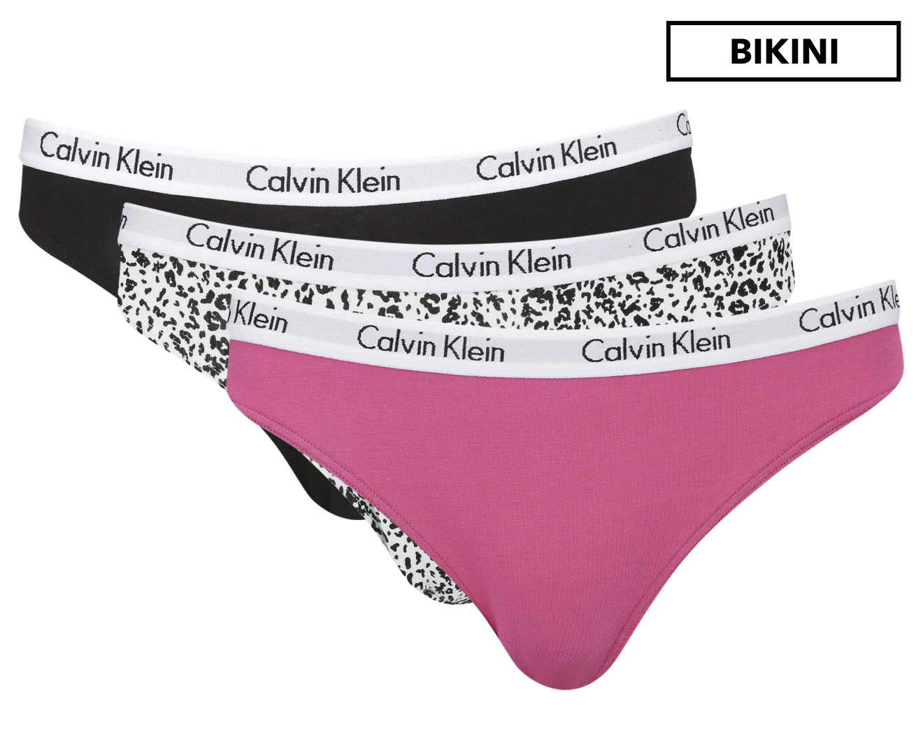 Calvin Klein Women S Bikini Briefs 3 Pack Black Red Violet Leopard