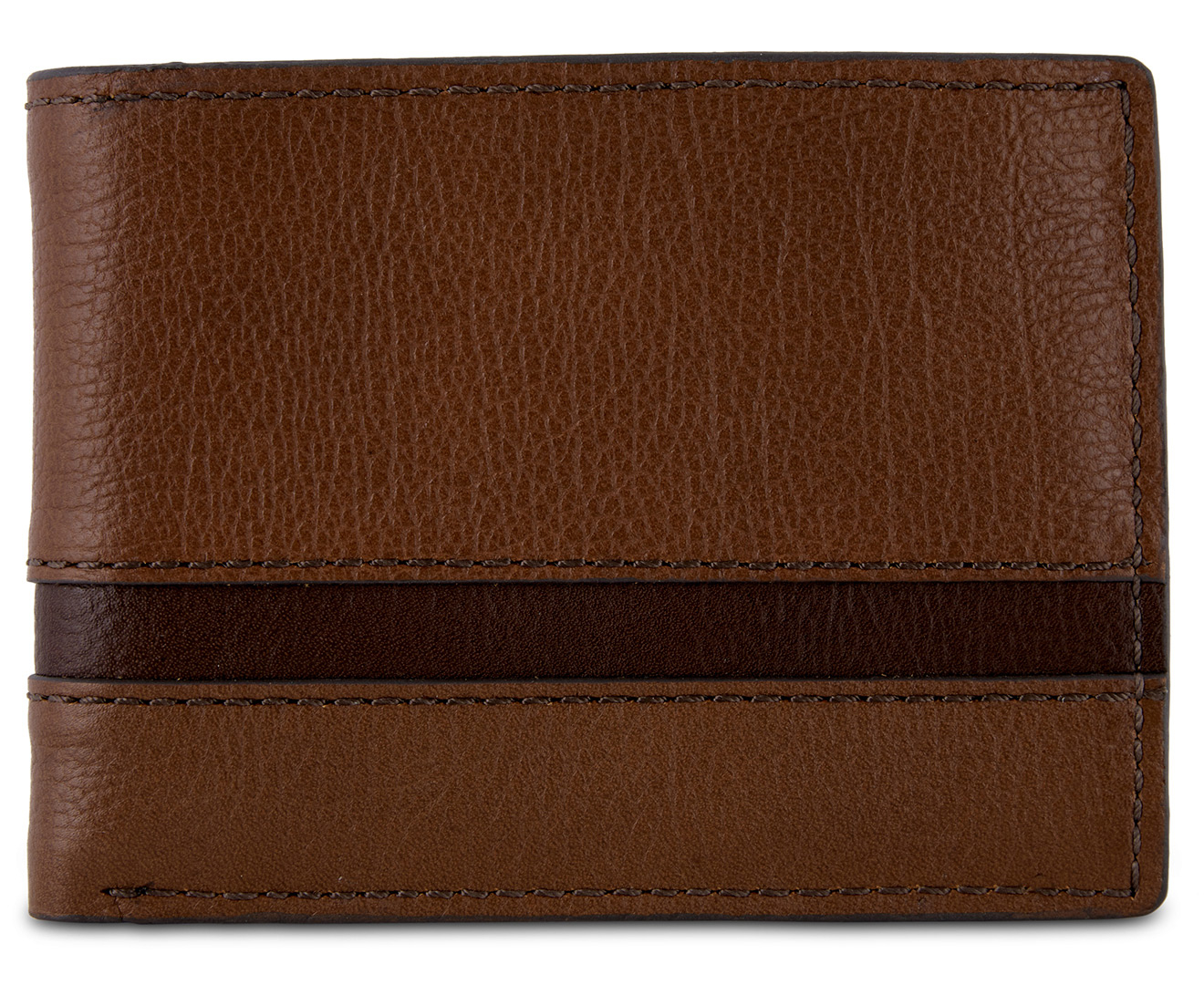 Fossil Easton RFID International Traveller Trifold Wallet Brown Multi