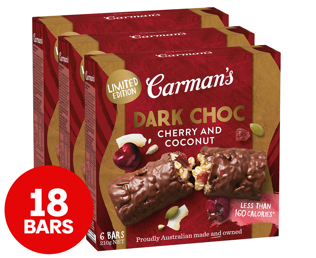 X Pk Carman S Dark Choc Bars Cherry Coconut G Catch Au