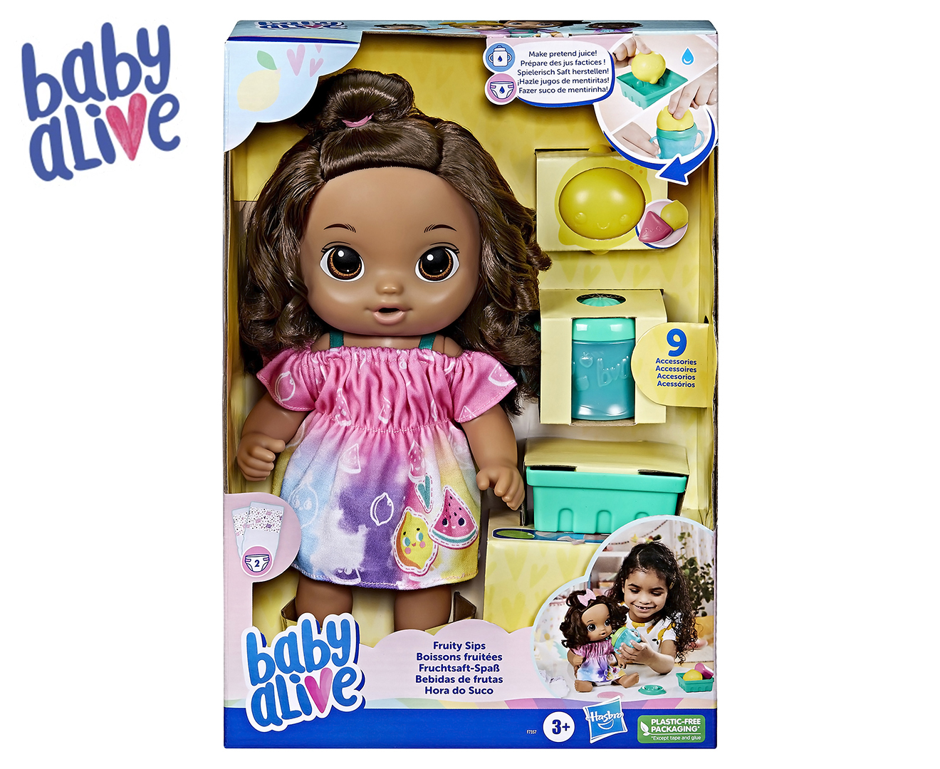 Baby Alive Fruity Sips Lemon Baby Doll Set Multi Brunette Catch Au