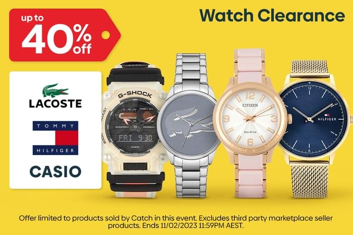 Watch Clearance CASIO Offer limited to products sold by Catch in this event. Excludes third party marketplace seller prodlicts. Ends 11022023 11:59PM AEST. 