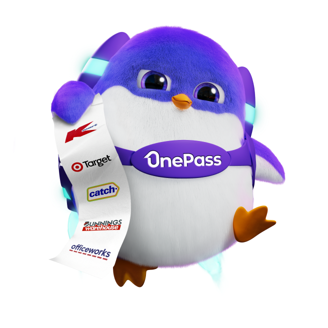 OnePass' mascot holding a list of divisions