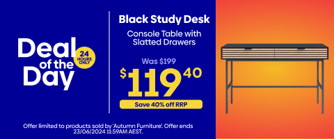 Black Study Desk/Console Table with Slatted Drawers