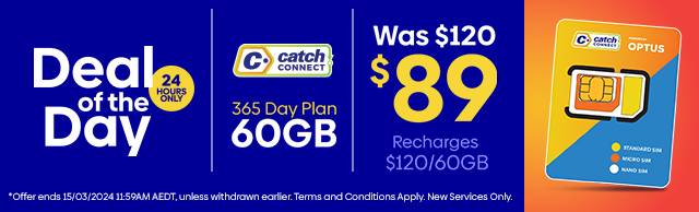 Catch Connect 60GB 365 Day Mobile Plan for $89!
