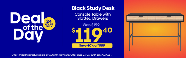 Black Study Desk/Console Table with Slatted Drawers