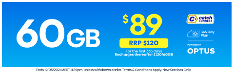 Catch Connect - 60GB - $89 for first 365 days