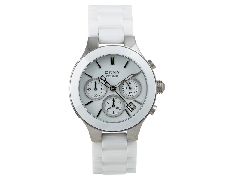 Preview image DKNY Women's Chronograph Ceramic Watch - White/Silver