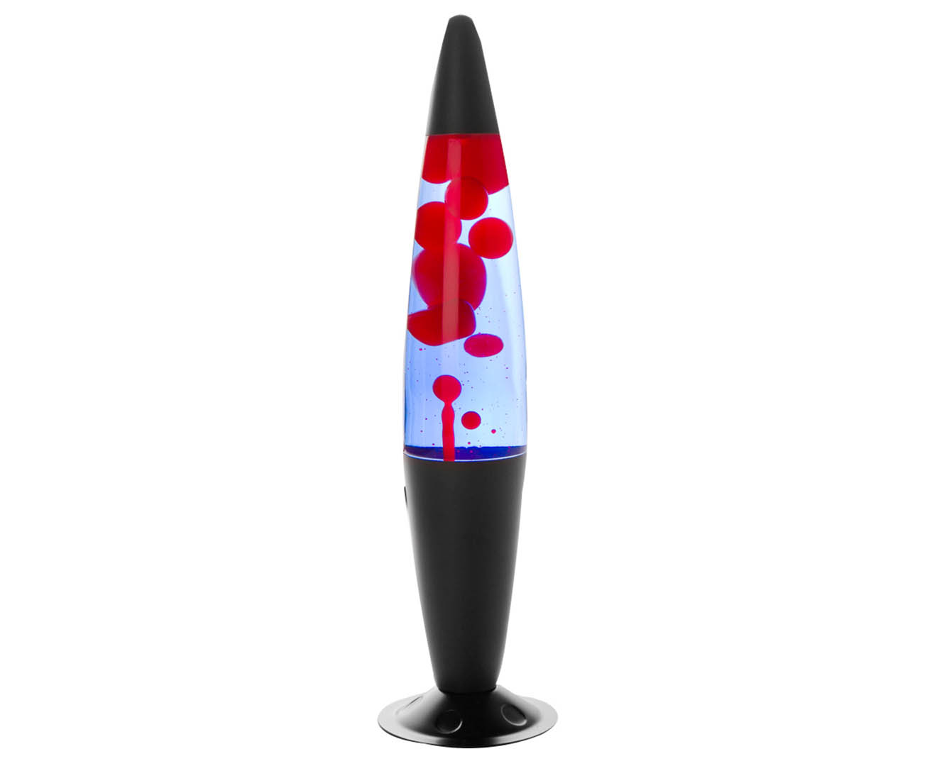 Red lava shop lamp black base