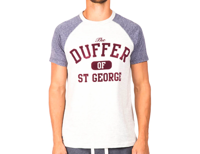 Preview image The Duffer of St. George Men's Standard Raglan Tee - Ecro/Indigo