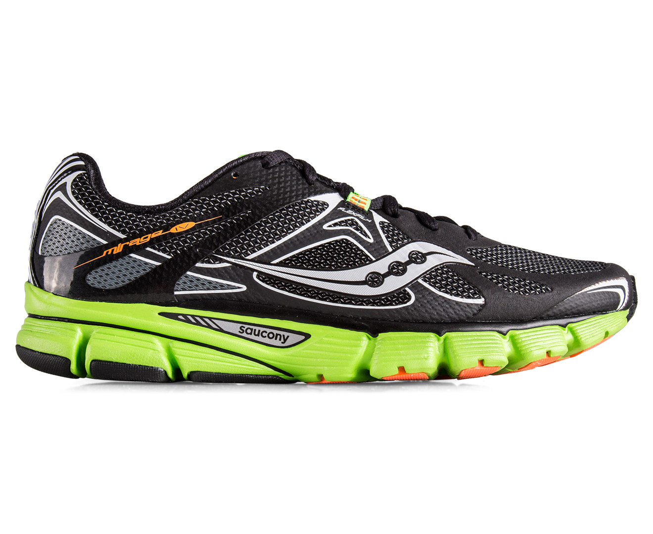 Saucony Men s Mirage 4 Black Green Orange M tch
