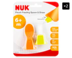 2 x NUK Combo Food Pouch Spoon & Straw - Assorted 