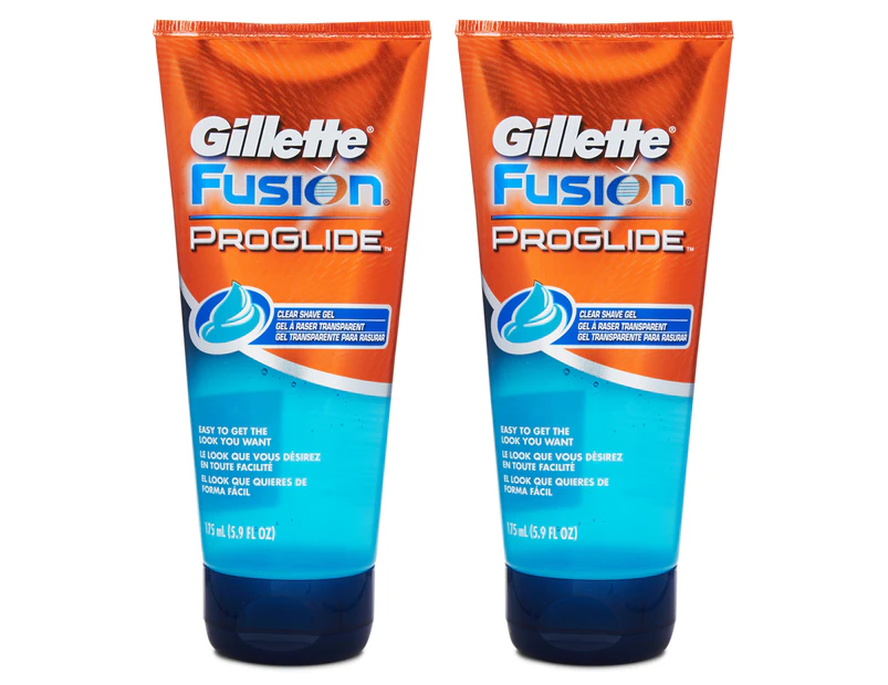 2 x Gillette Fusion ProGlide Clear Shave Gel 175mL