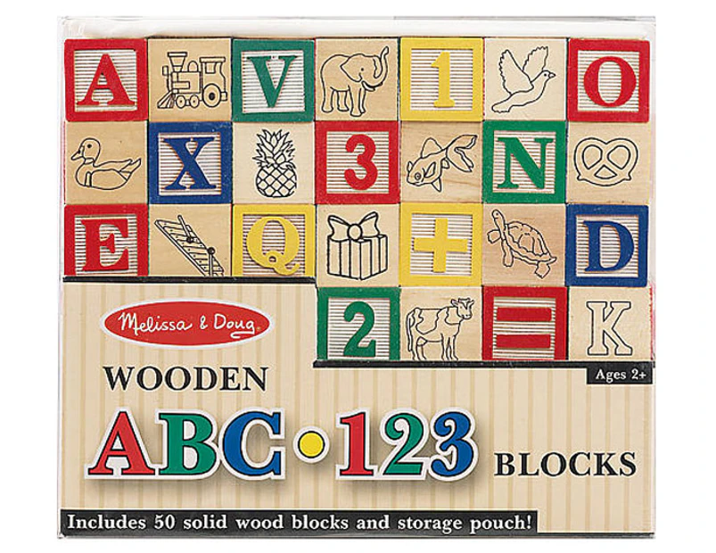 Melissa & Doug Wooden ABC123 Blocks Kids/Childrens Interactive Play Toy 2+