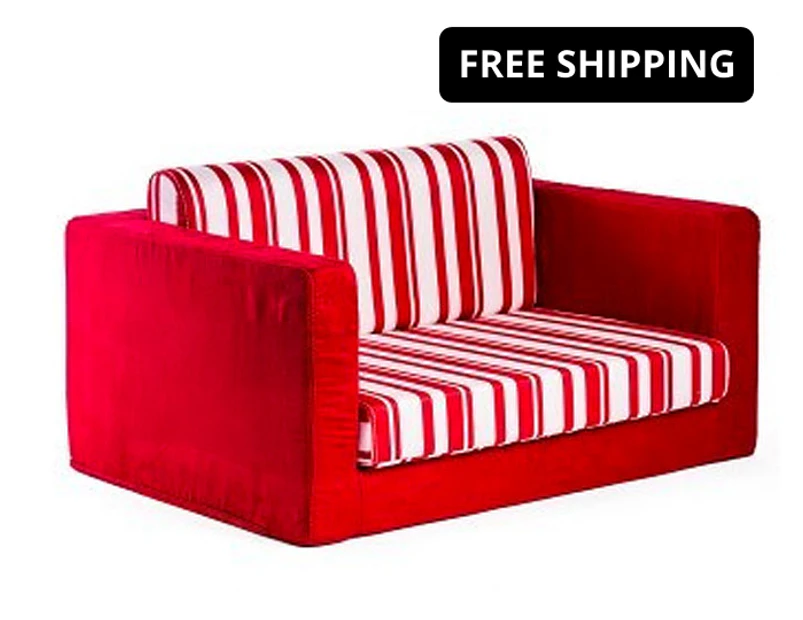 Kids Wide 2-Seater Flip-Out Sofa - Red