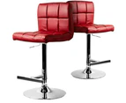 Quilted 116cm Bar Stool 2-Piece - Red