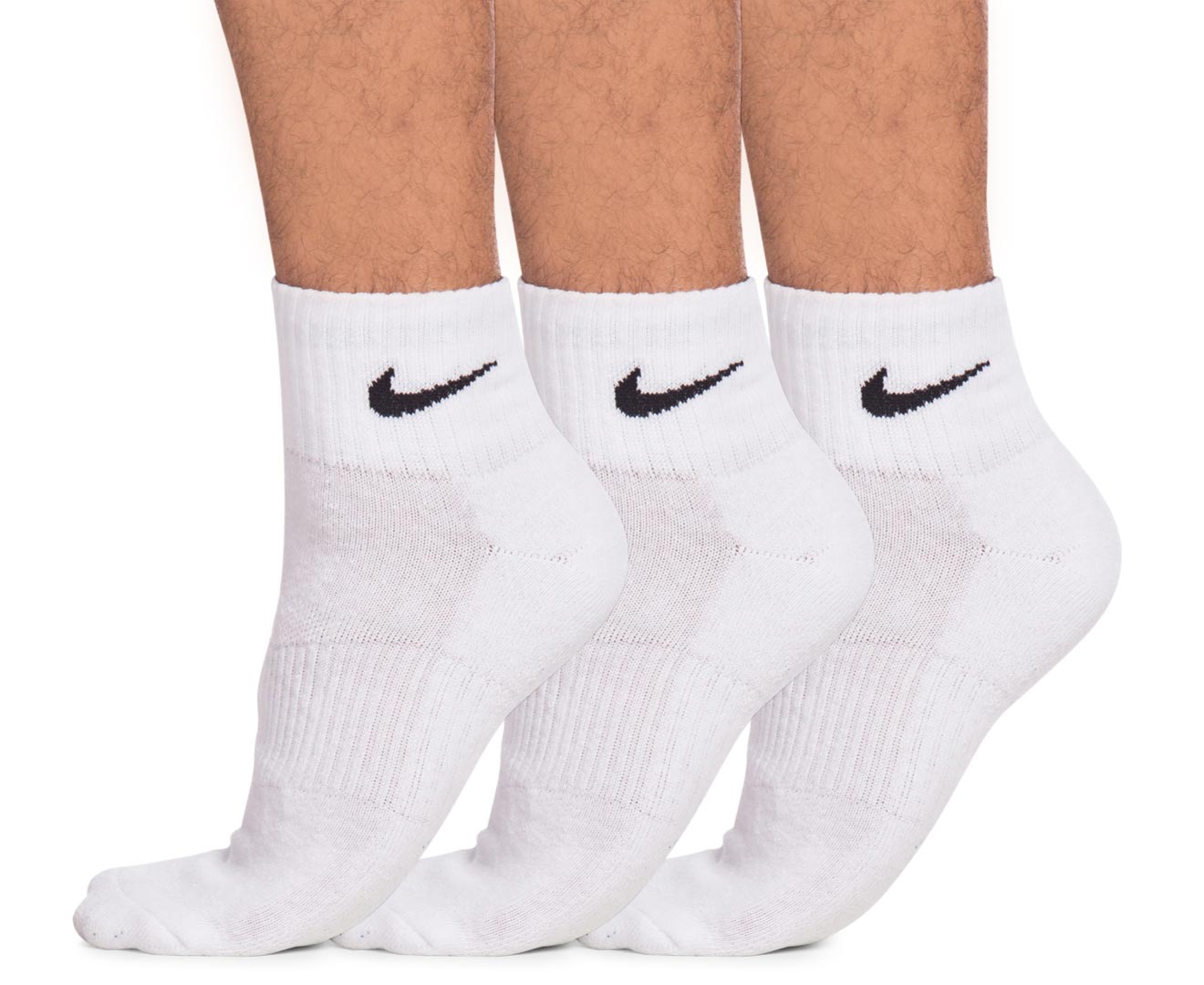 Nike Men's Performance Cotton Quarter Socks 3-Pack - White | Catch.com.au