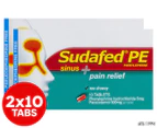 2 x Sudafed PE Sinus+Pain Relief 10 Tabs