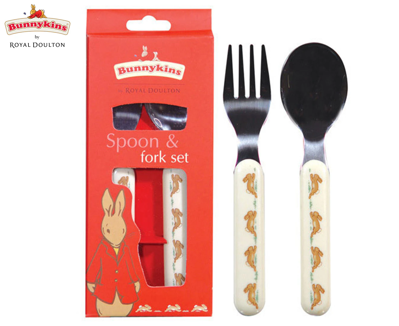 2pc Bunnykins ABC Melamine Spoon & Fork Cutlery Kids Feeding Utensils 18m+ Red