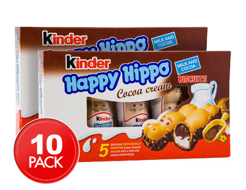 2 x Kinder Happy Hippo Biscuits Cocoa 5pk