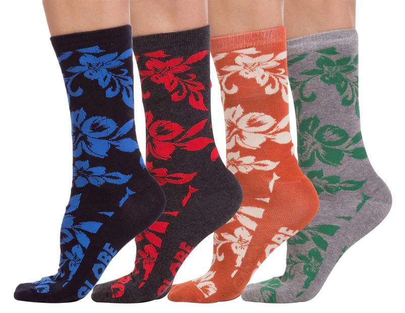 Globe Men’s Hawaiian Socks 4-Pack Size 7-11