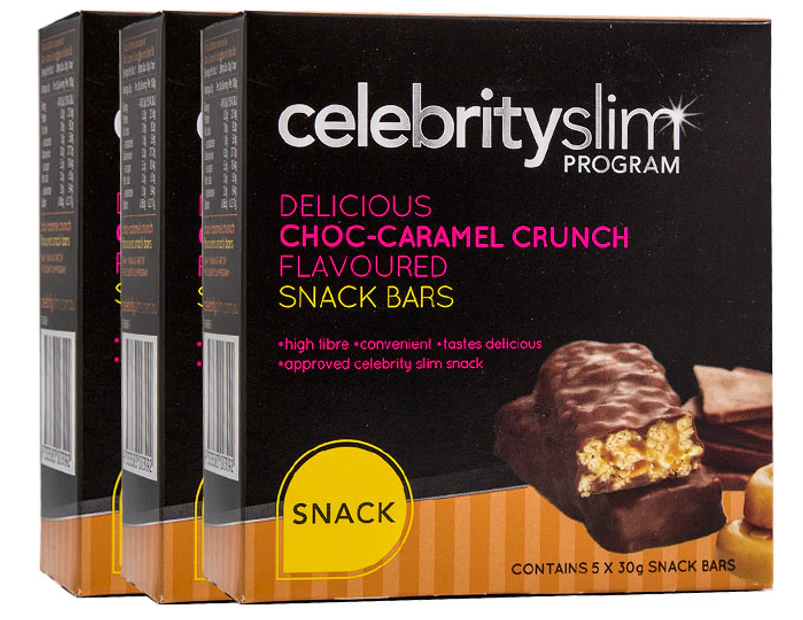 3 x Celebrity Slim Snack Bars Choc-Caramel Crunch 150g 5pk