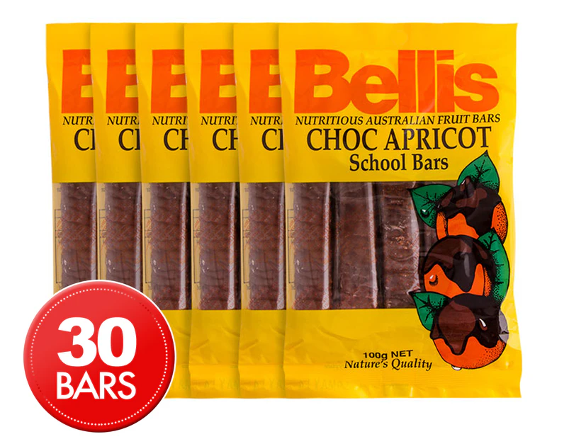 6 x Bellis Choc Apricot School Bars 100g 5pk