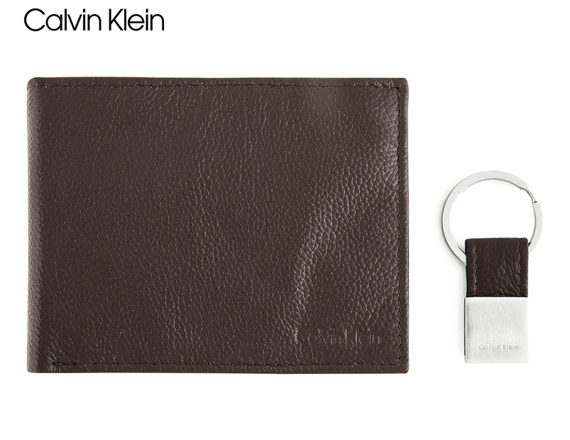 Calvin Klein Billfold Wallet & Key Fob - Brown