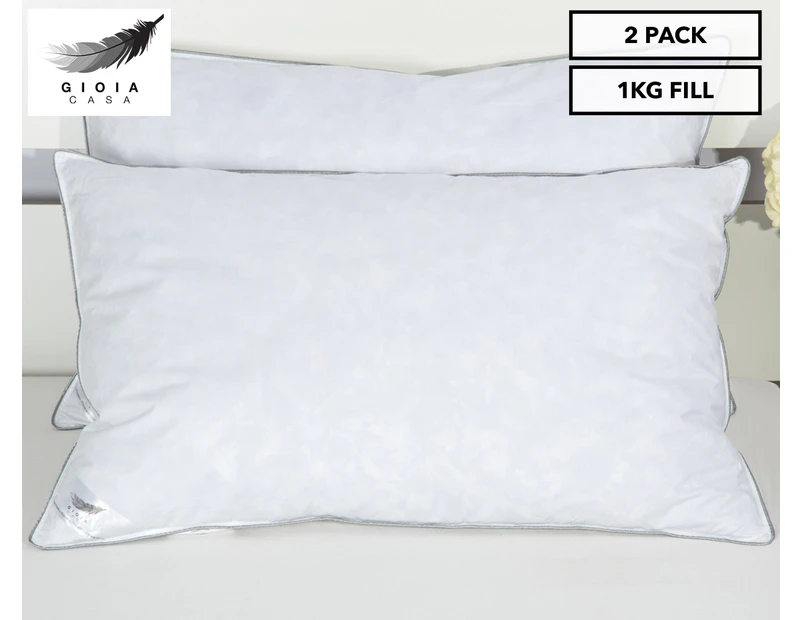 Gioia Casa Duck Feather Pillow 1kg Fill Twin Pack - White