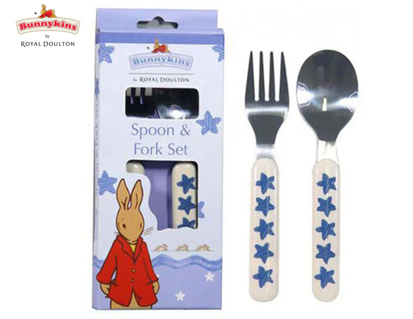 Royal Doulton Bunnykins Spoon and Fork - Shining Stars Design