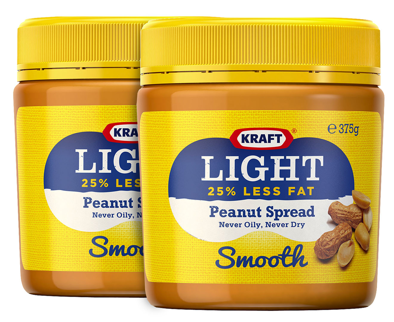 2 X Kraft Light Smooth Peanut Butter Spread 375g Au