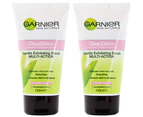 2 x Garnier Clean Detox Exfoliating Scrub Multi-Action 150mL