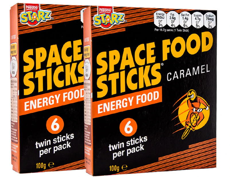 2 x Starz Space Food Sticks Caramel 6pk 100g