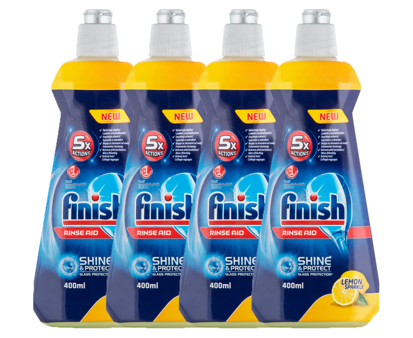 4 x 4PK Finish Rinse & Shine Aid Spot Prevention For Dishwasher Lemon Sparkle