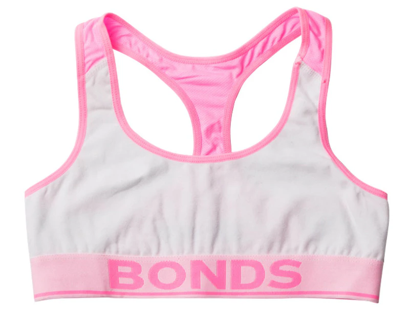 Bonds Girls' Active Racer Crop - White/Pink