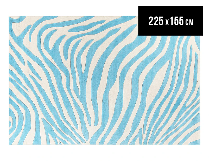 Zebra 225x155cm Premium Acrylic Rug - Blue
