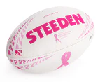 Steeden NBCF Senior Match Rugby Union Ball - White/Pink