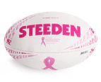 Steeden NBCF Senior Match Rugby Union Ball - White/Pink