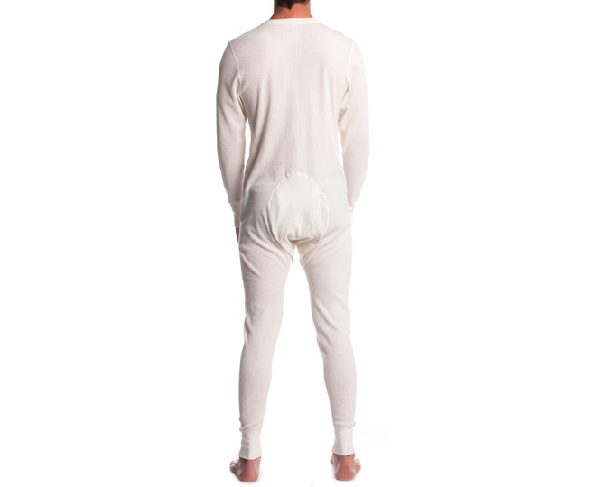 2pcs Set Men's Merino Wool Blend Long Sleeve Thermal Top & Long Johns Pants  Underwear - Beige