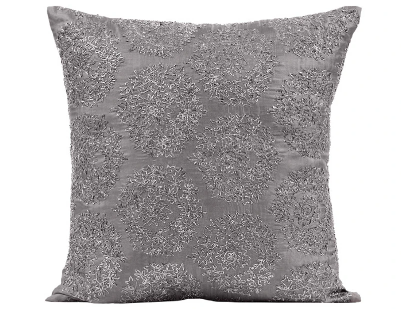 Sacha Beaded 43x43cm Cushion - Silver