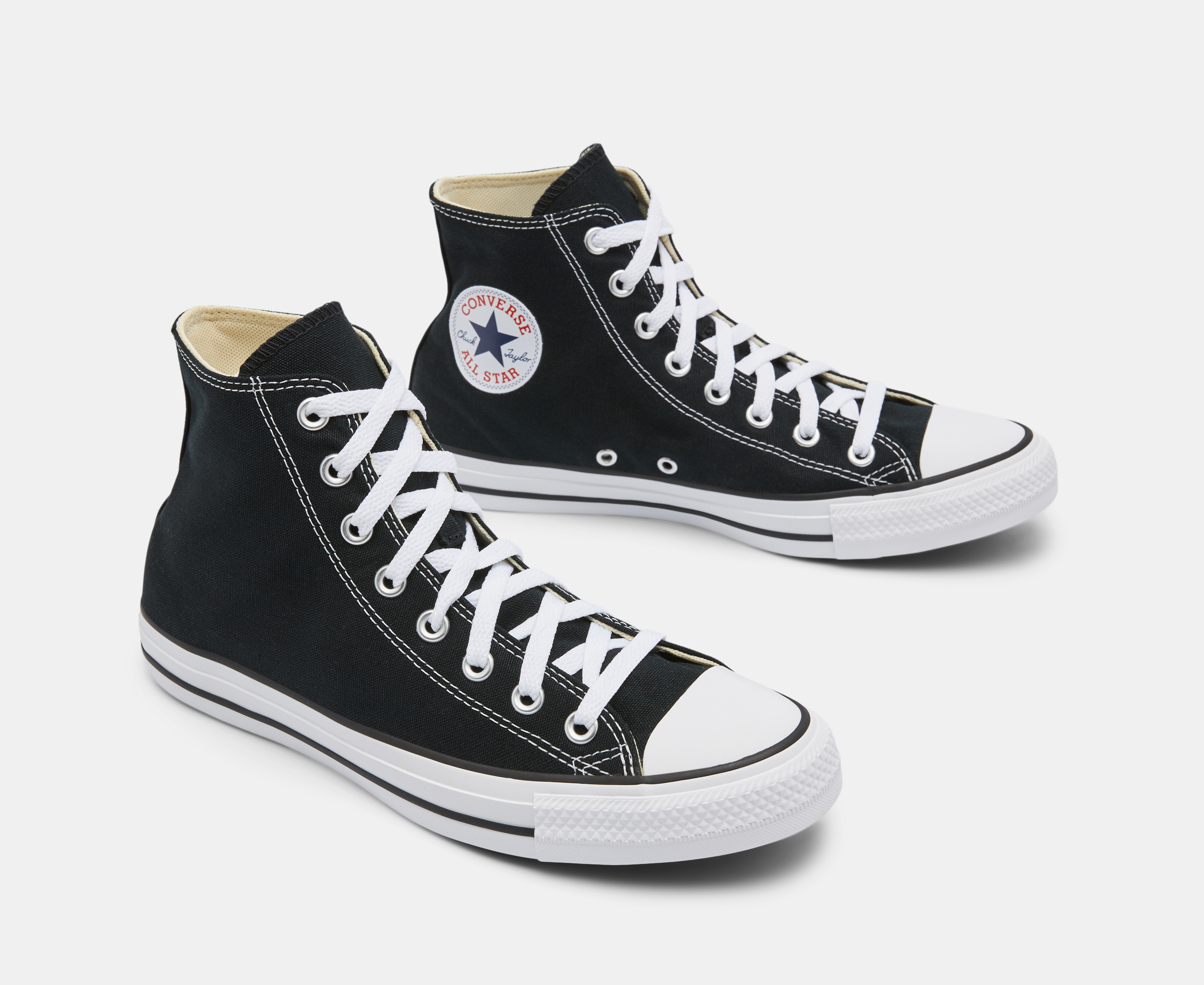 Black and white hotsell converse high tops womens