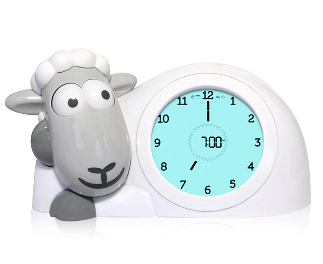 Zazu Sam the Lamb 20cm Sleep Trainer/Clock Night Light for 2y+ Baby/Toddler Grey