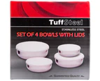 TuffSteel Stainless Steel Bowls With Lids 4pk