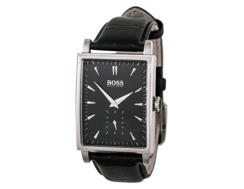 Hugo Boss Men's Rectangular Watch - Black/Silver