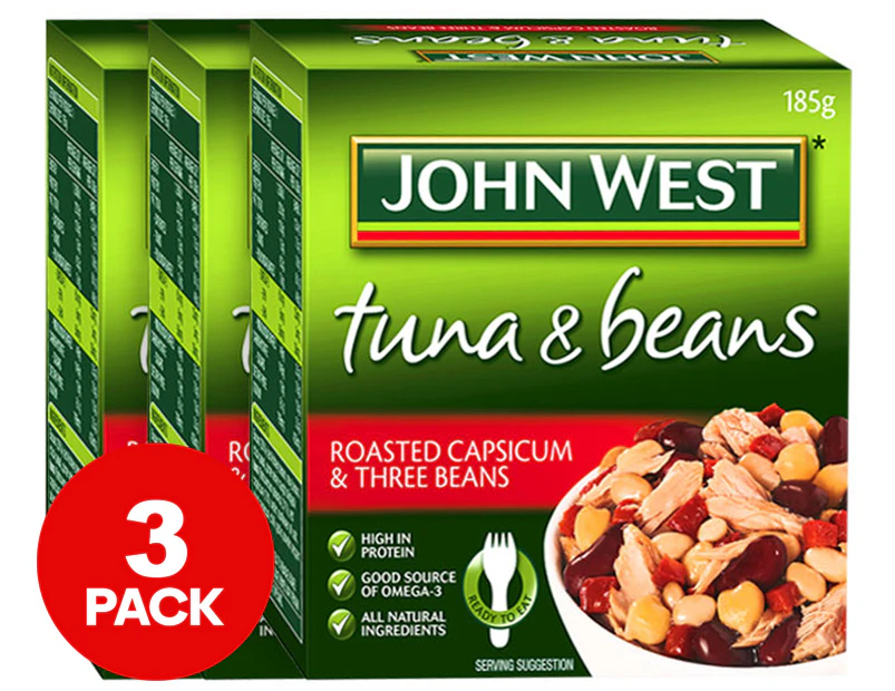 3 x John West Tuna Roasted Capsicum & Three Beans 185g