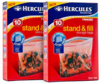 2 x Hercules Twin Zip Stand & Fill Storage Bags 10pk