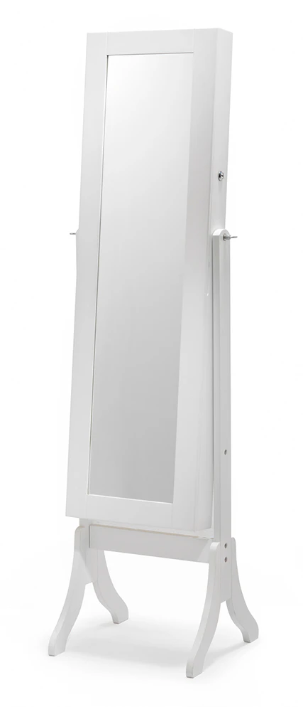 Full Length Mirrored Jewellery Cabinet - White