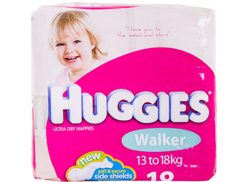 Huggies Ultra Dry Walker Nappies For Girls 13-18kg 18pk