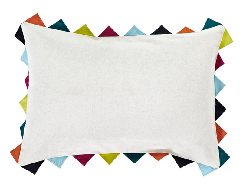 Preview image Carnival Triangle Fringe Cushion - Cream/Multicolour