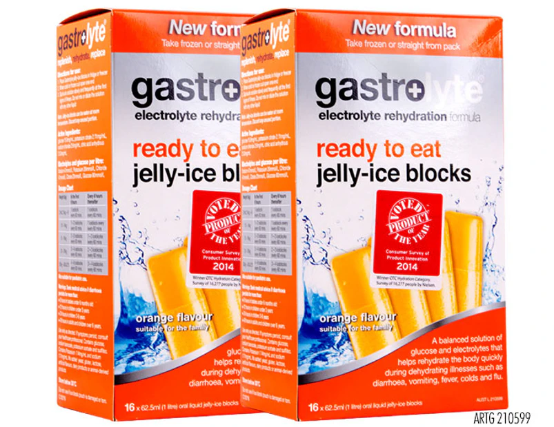 2 x Gastrolyte Jelly-Ice Blocks Orange 16pk